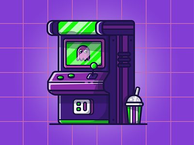 Flynn's Gaming Logo! 🎮 🕹👾 arcade cute dribbble flat game icon illustration machine minimal pacman soda vector