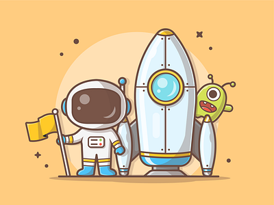 Astro Space! 👾🚀 alien astronaut cute dribbble flat icon illustration logo minimal rocket space vector