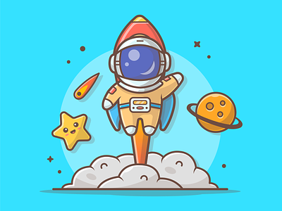 Thank you for 15K!!! 🚀🤗 astronaut cute dribbble earth flat icon illustration logo rocket space star vector