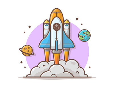 Space Shuttle 🚀🚀🚀 cute dribbble earth flat icon illustration logo minimal planet shuttle space vector