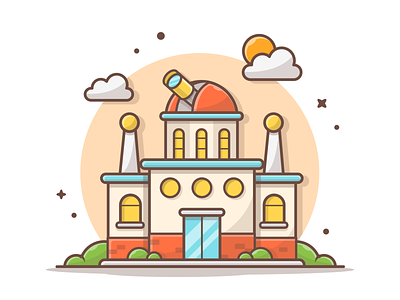 Viewing something beautiful outer space 🔭🌠 cute dribbble flat illustration lineart logo minimal observatory space telescope vector view