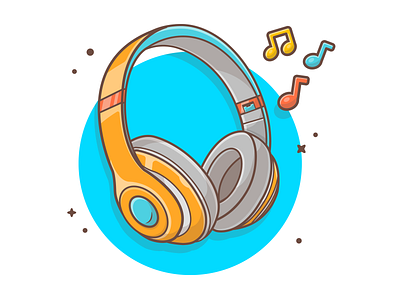 Headphone 🎧 🎶🎵 cute flat headphone icon illustration lineart logo minimal music rock sound vector