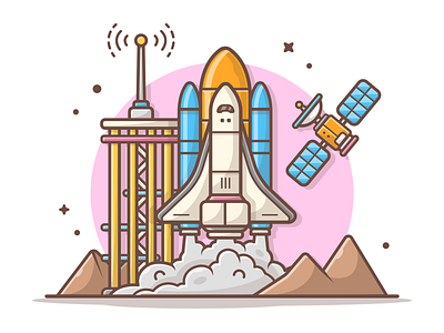 Taking off in 3...2...1... 🚀🚀💨 astronaut cute icon illustration lineart logo minimal rocket satellite shuttle space vector