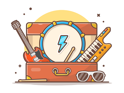 Music Instruments 🎸🎹🎶⚡ bass concert drum glasses guitar icon illustration logo minimal music piano rock