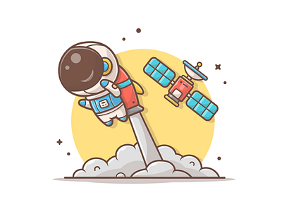 Flying to the stars! ⭐🌠👩‍🚀 astro astronaut cute flight fly icon illustration logo rocket satellite shuttle space