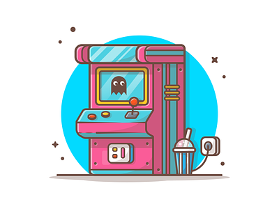 Arcade machine 🎮👾 arcade child classical game icon illustration logo machine old pacman retro soda