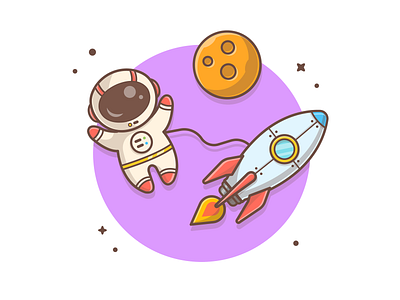 Flying in the space 🌌🚀👩‍🚀 astro astronaut character cute fly icon illustration kid logo mascot moon space