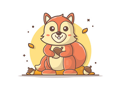 Autumn is coming 🐿🍂🍁 acorns animal autumn autumn leaves cute icon illustration logo maple mascot mascotlogo squirrel
