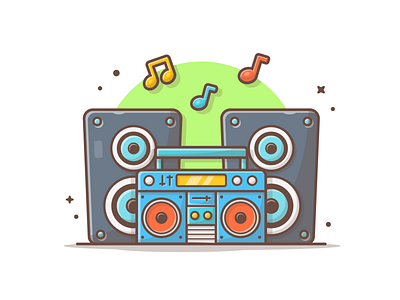 Boom Box 📻 🎶🎵 audio boom boombox icon illustration logo musix radio sing song sound vector