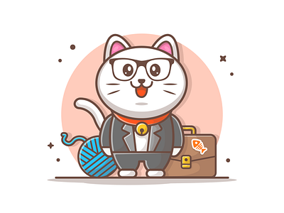 Business Cat 🐱💼 business cat character cute employee icon illustration logo mascot office wool work