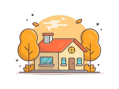 Autumn House 🍁🏠 autumn fall house house illustration icon logo minimal season trees vector weather winter