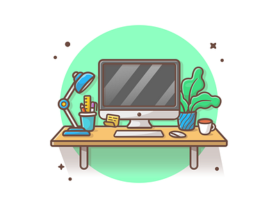 Creative process! 😁🖥☕ coffee creative design desk icon illustration lamp logo monitor work workspace