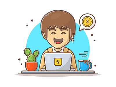 Budi Setiawan💸💰💲⛏ bitcoin character characters cryptocurrency dollar icon illustration logo man mascot money trading