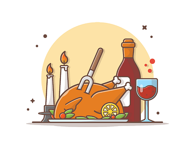It's Turkey Time!! 🐣🍗🥂 autumn chicken food giving happy holiday icon illustration logo thanks time turkey