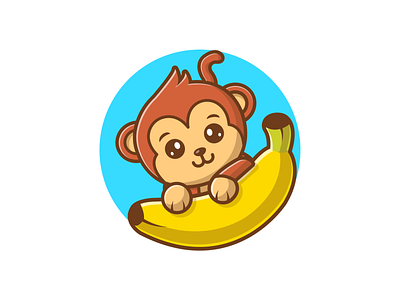 Happy Holiday Everyone!! 🤘🍌🐵 animal banana character cute eat happy icon illustration logo mascot monkey sticker