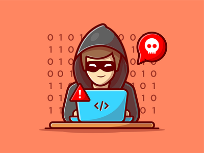 Hacker 💻☠️ character code crime hacker hacking icon illustration internet logo phishing thief vector