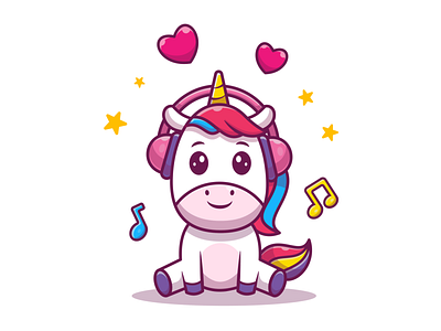 Everyone loves unicorn 🦄 😹 animal charcter cute horse icon illustration logo love magic mascot rainbow unicorn