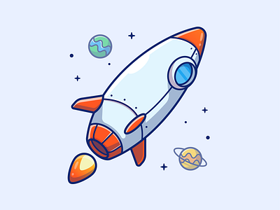 Rocket 🚀🚀✨ astronaut icon illustration launch logo planet rocket space spaceship star technology vector