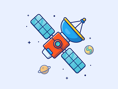 Satellite 🛰🛰✨ antenna astronaut earth icon illustration logo planet satellite space station technology world