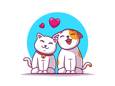 spread the love 😻😽💙 animal cat couple cute heart icon illustration logo love pet romance vector