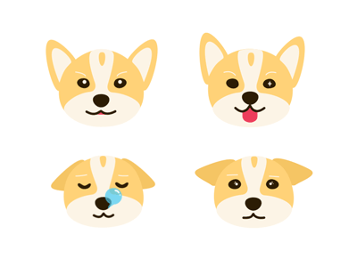 Corgi Emojis 🐶 (after effect) animation corgi dog emoji fun gif happy illustrator sad sleepy wink