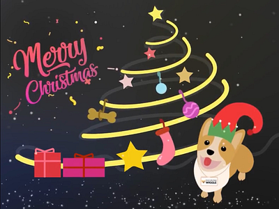 Merry Christmas card christmas christmas tree corgi design holiday illustration merry christmas snow