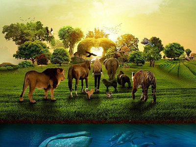 We Walk Beside You animals book cover creative manipulation digital art girl nature we walk beside you