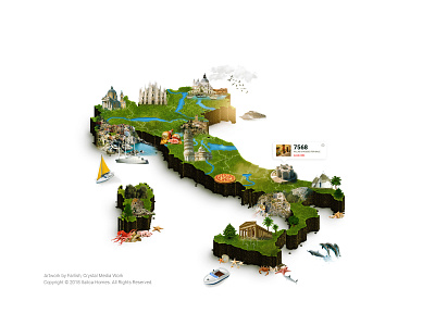 Interactive ISOMETRIC 3D Map - Creative Artwork (Italy) 3d map creative design crystal media work isometric illustration italy landing page design manipulation real estate branding website concept