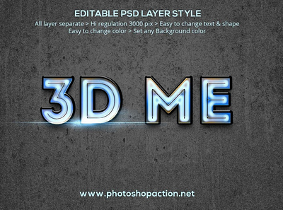 3D Photoshop Text Style for Free 3d photoshop modern stroke text style