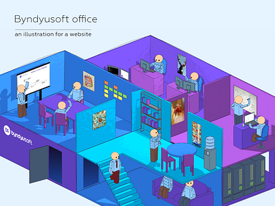 Byndyusoft office c4d hand drawn illustration