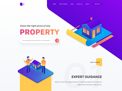 Real Estate estate experience flat how it works landing page property real estate social ui web website