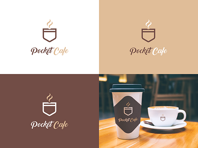 Pocket Cafe Logo cafe coffee like logo logo design pocket share