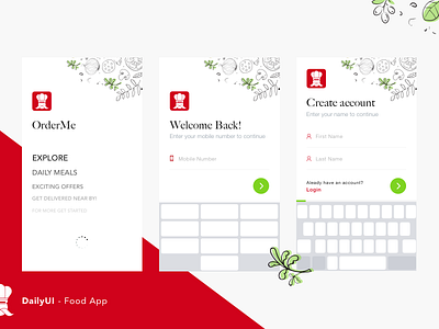 OrderMe - Food App app food ios login minimal signup simple ui ux