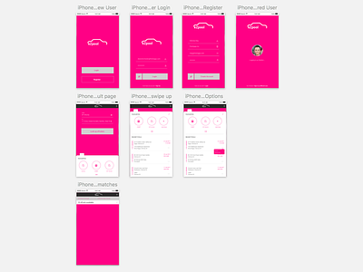 EZCar. Design for a pooling app car pink pooling sketch ux