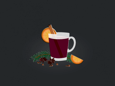 MULLED WINE fir holiday illustration mulled wine orange spices vector