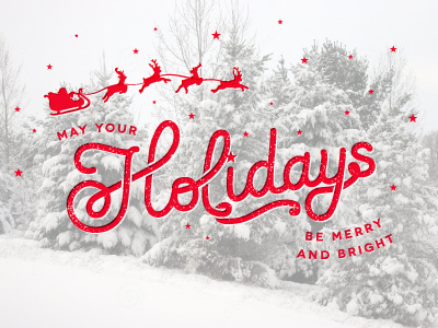 MERRY & BRIGHT christmas hand lettering holiday illustration merry santa snow