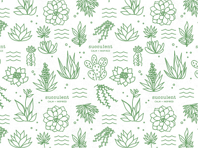 SUCCULENT PATTERN background icon illustration logo prickly pear seamless succulents