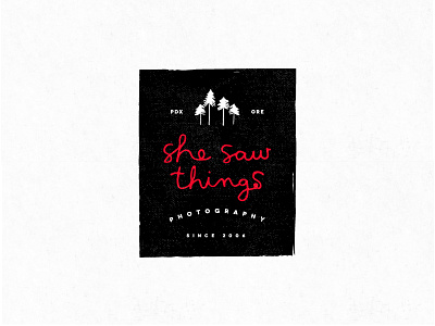 SHE SAW THINGS branding hand lettering lettering logo mark photography pine trees