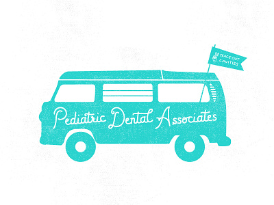 PEACE OUT CAVITIES! dentist hand drawn icon illustration lettering stamp vw bus