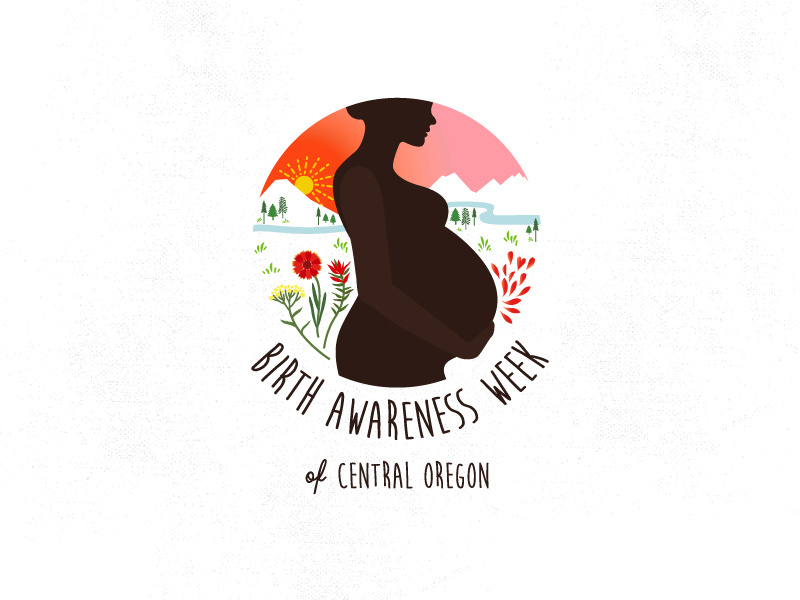 BIRTH AWARENESS WEEK blanket flower juniper yarrow indian paintbrush mother pregnancy birth birth awareness logo wildflowers flowers illustration