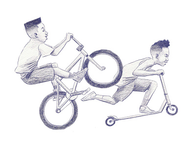 Character 148 - Ride art of robert liu trujillo bicycle bmx character design colored pencil illustration