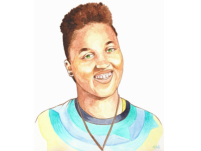 Tova illustration mixed kid poet portrait teen tova ricardo watercolor