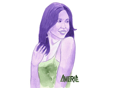 Amerie amerie asian american blasian illustration portrait watercolor watercolor portrait