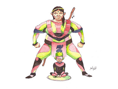 Futuristic Mother and son character design illustration mom mother and son son watercolor