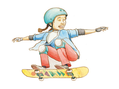 Cousinmary Dribble character design girl illustration skateboard skating