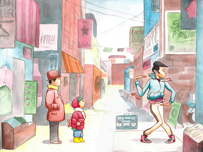 Shortstory21 Dribble art of robert liu trujillo childrens books china town dancing illustration
