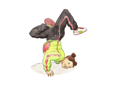 Bgirl Terra Dribble art art of robert liu trujillo bgirl terra break dancing hip hop culture illustration watercolor