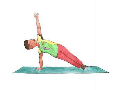 Sideplank Dribble character design illustration kid yoga side plank yoga
