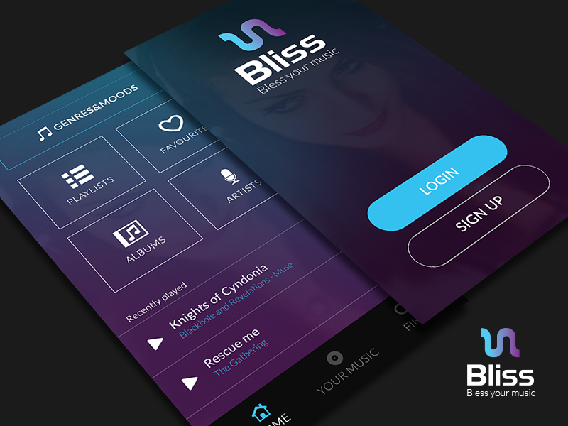 Bliss - Concept Music Player Mobile Ui mobile concept music player concept logo design mobile design music mobile music player ui music ui music player