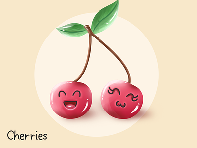 Cherries Kawaii cherries digital painting illustrations illustrator kawaii loriel design photoshop